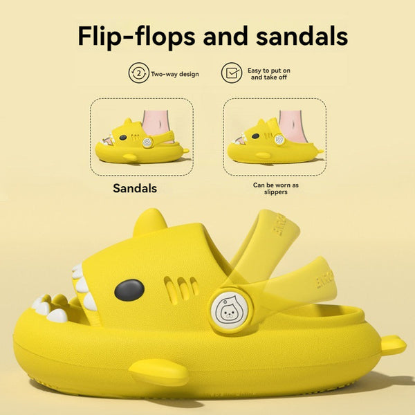 LKX-042601 Shark children's slippers, summer, outside, collision, cartoon, cute, non-slip, sandals, hole shoes