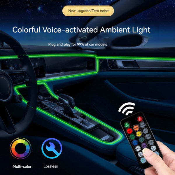 KT-1107001 Make Your Car Luxurious. Multi-Color Variable Color Voice-Activated Cold Light LED Ambient Light USB Light Guide Light Bar. 2023 Latest Upgrade Model