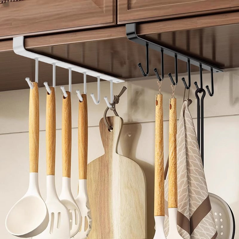 KT-12-28-1  Kitchen Hooks & Racks, No Hole Hooks, Storage Hooks, Under Cabinet Hanging Hangers, Spoon & Spatula Hangers - 4 Pieces