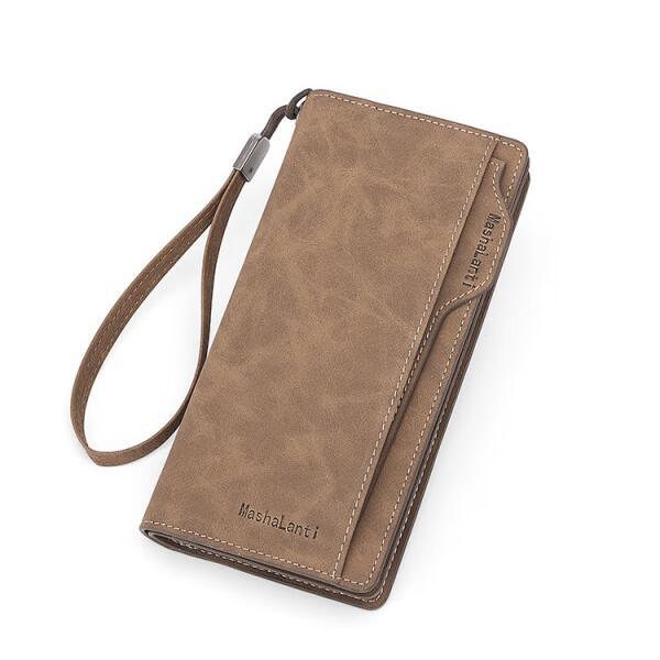 KM-105 Leather Anti-Theft Wallet for Men - Brown