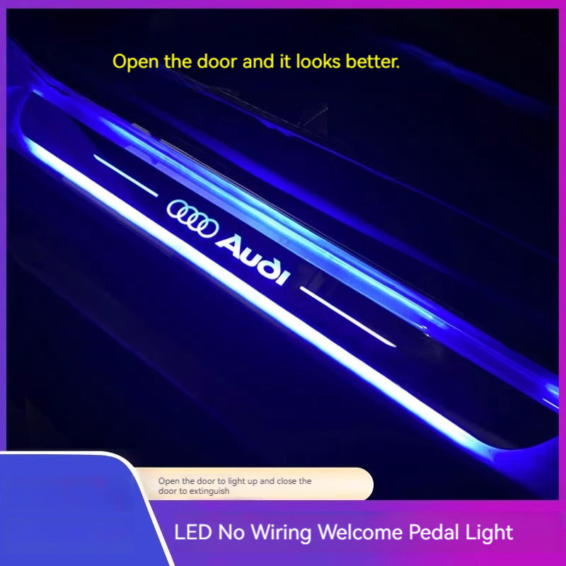 KT-1107002 Brand-Specific Car Ambient Light with Logo, Threshold Ambient Light, Welcome Pedal LED Sensor Light, Car Modification Decoration Fluorescent Breathing Lights - 4 Pieces