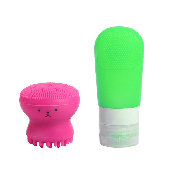 Exfoliating Silicone Brush + Bottling  - Pink