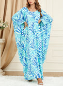 KTX-7982841463000 Water Ripple Pattern Bat Sleeve Loose Kaftan