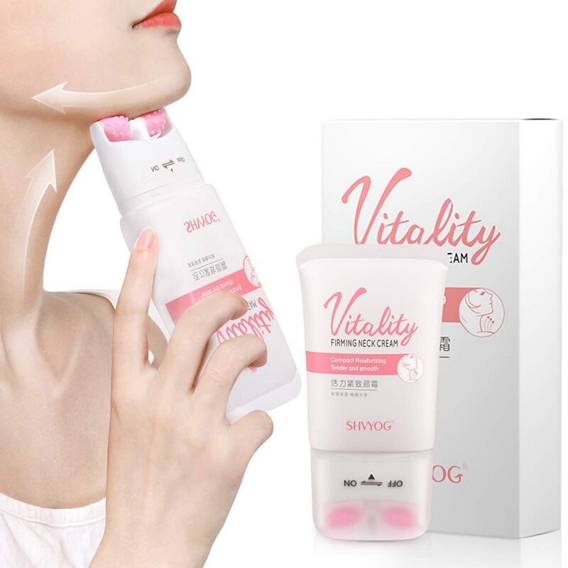 2 in 1 Roller Massage Neck Firming Cream - Pink