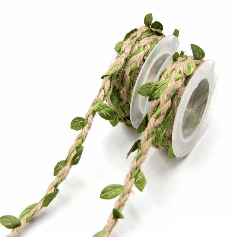 Twine String With Leaf DIY Silk Artificial Leaves - Green