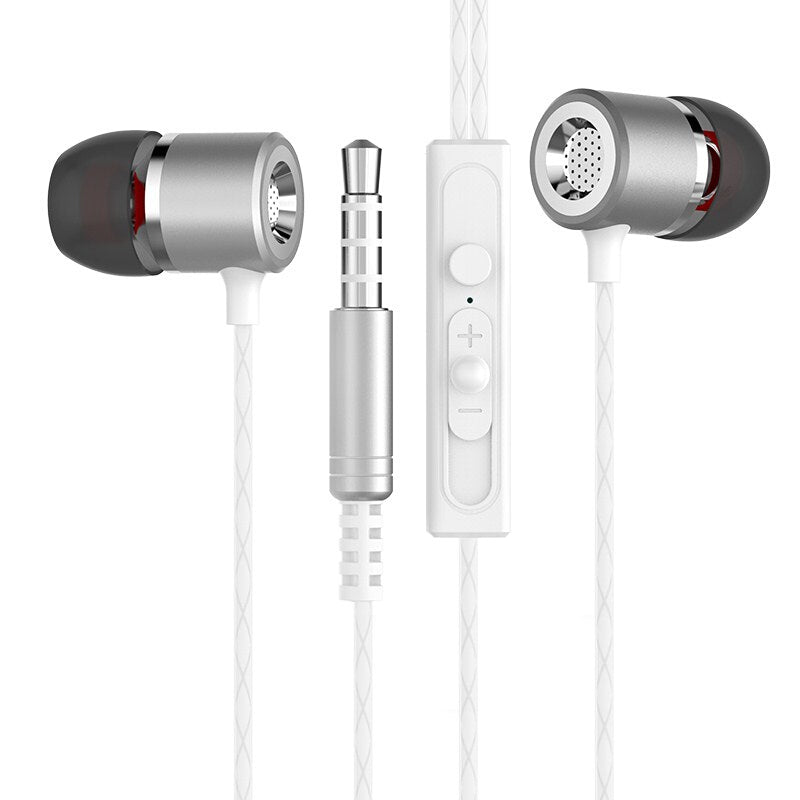 3.5mm Premium Wired Bass Earphones - Silver