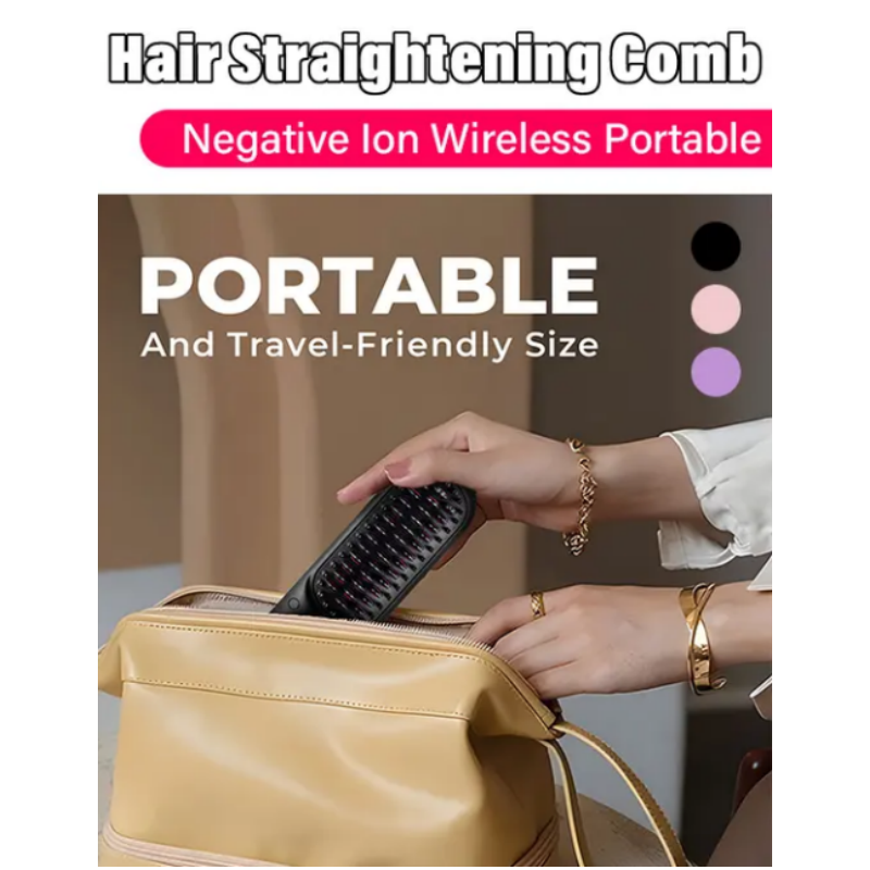 HCW-040203 Negative Ion Wireless Portable Hair Straightening Comb