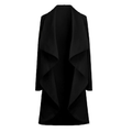 Women Coat Solid Open Front Waterfall Drape Pockets Ribbed Sleeves Casual Warm Outerwear Overcoat