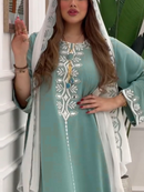 KTX-7982838743256 Floral Embroidery Long Sleeve Kaftan