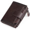 FALAN MULE Men's Wallet Leather RFID Blocking Bifold Zipper Coin Pocket Wallet with 4 ID Window