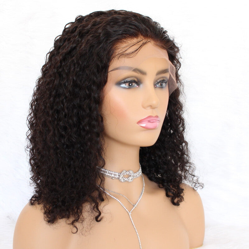 360 Brazilian Curly Human Hair Lace Wigs - Black