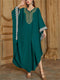 KTX-7982839529688 Elegant Ethnic Geometric Embroidered Batman Sleeve Kaftan