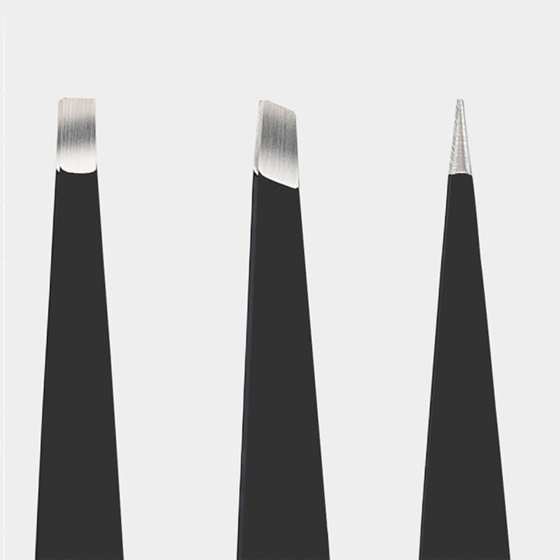 3 Pcs Premium Eyebrow Tweezers Set - Black