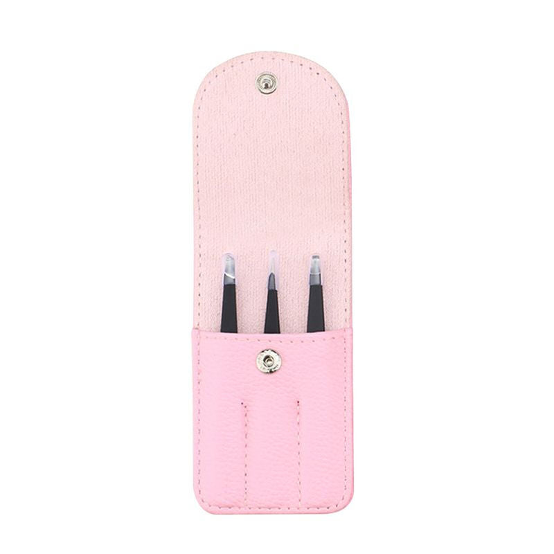 3 Pcs Premium Eyebrow Tweezers Set - Pink