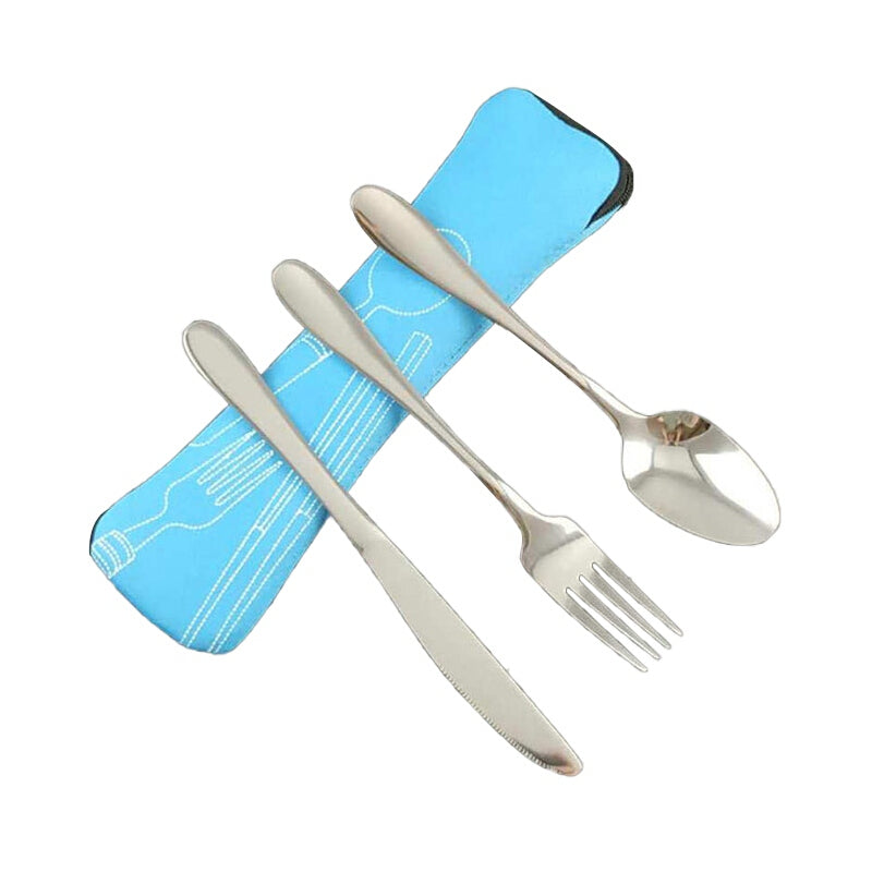 3 Pcs Premium Outdoor Flatware Set - Blue