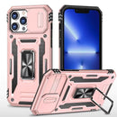 ABD-042510 Apple iPhone Case: Compatible with iPhone 11-15 Pro Max, Lens Cover, Finger Ring, Sliding & Push/Pull Closure, Military-Grade Protection