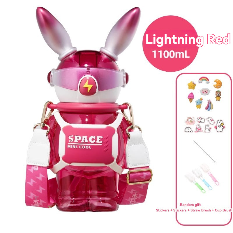 ABD-042609 Lightning Rabbit Space Cup Straw Children's Water Cup Student High-Looking Large-Capacity Water Cup Summer Portable