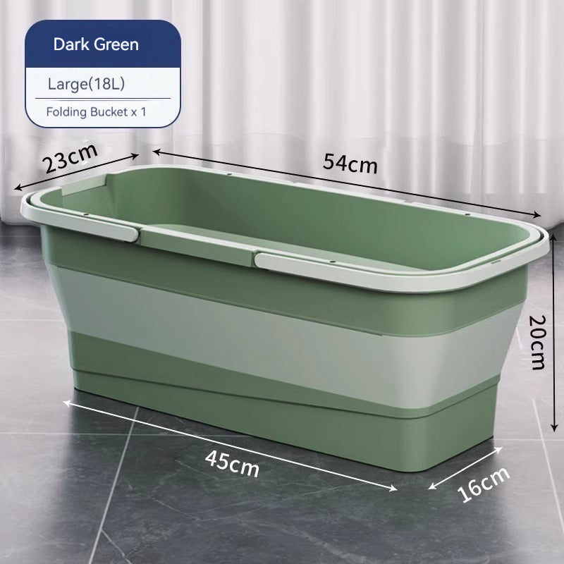 KT-12-19-008 Foldable Mop Bucket, Rectangular Mop Bucket, Flat Mop Squeeze Bucket, Single Bucket Drainage Basin - 2 Pieces