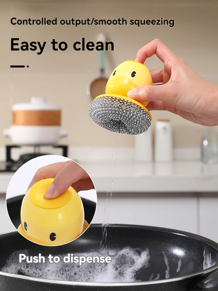 KT-12-27-22 Little Yellow Duck Pot Scrubbing Brush, Plus Liquid Kitchen Household, Dishwashing Cleaning Balls, Brushes, Wire Balls Cup Brushes,Moe Duck Pot Brush Shenanigans