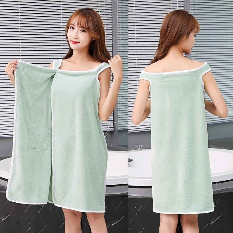 XJK-042512-Wearable Bath Towel, Women, Adult Sling Bath Skirt, Thickened Bathrobe, Household, Absorbent, Soft, Do Not Lose Hair