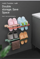 KT-11-30-002 Slipper Rack, Shoe Rack, No Punch, Bathroom Organizer, Drainage, Foldable, Bathroom Shelf, Wall Mounted, Household  -2 pieces