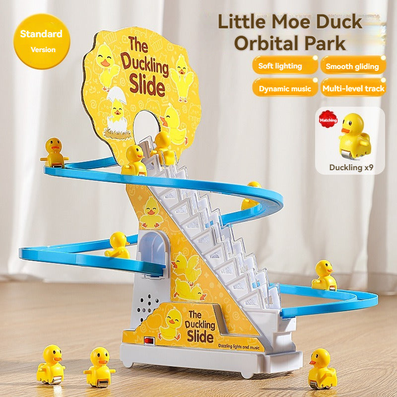 XJK-042601  Duckling Automatic Climbing Stairs, Children, Electric Track, Educational, Little Yellow Duck Slide Slide Toy