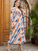 Color block flower printed loose dress