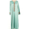 KTX-7982838317272 Satin Embroidered Rhinestone Long Sleeve V Neck Dress