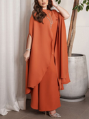 KTX-7982841888984 Loose Spliced Slit Long Sleeve Round Neck Kaftan Gown