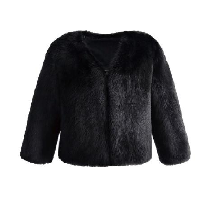 Women Winter Fur Coat Long Sleeve Faux Fur Outerwear Ladies Short Style Jacket Fluffy Warm Overcoat