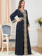 Solid Color Belt Design V Neck Long Sleeve Velvet Dress