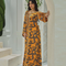 KTX-7982838055128 Binded Design Print V Neck Kaftan Dress