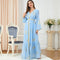 Pleated Chiffon Golden Pattern Split Long Sleeve Dress