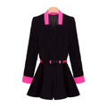 New Korean OL Women Pleated Blazer Deep V-Neck Slim Jacket Button Coat Black