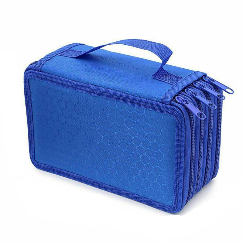 4 Layers Premium Large Pencil Case Bag - Blue