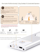 KT-11-16-001 LED، قابل لإعادة الشحن، ضوء مستشعر للجسم مع شريط منحدر، لاسلكي، ذاتي اللصق، خزانة، خزانة، خزانة أحذية، خزانة النبيذ، لا تتطلب أسلاك