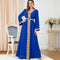 Golden Embroidery Binded Design V Neck Long Sleeve Gown