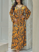 KTX-7982838055128 Binded Design Print V Neck Kaftan Dress