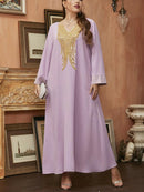 Elegant Pink Embroidered Kaftan Dress