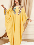 KTX-7982841364696 Yellow Bat Sleeve Loose Kaftan