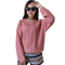 New Women Knitted Sweater Twist Solid Color Long Sleeve Loose Warm Jumper Pullover Knitwear Pink