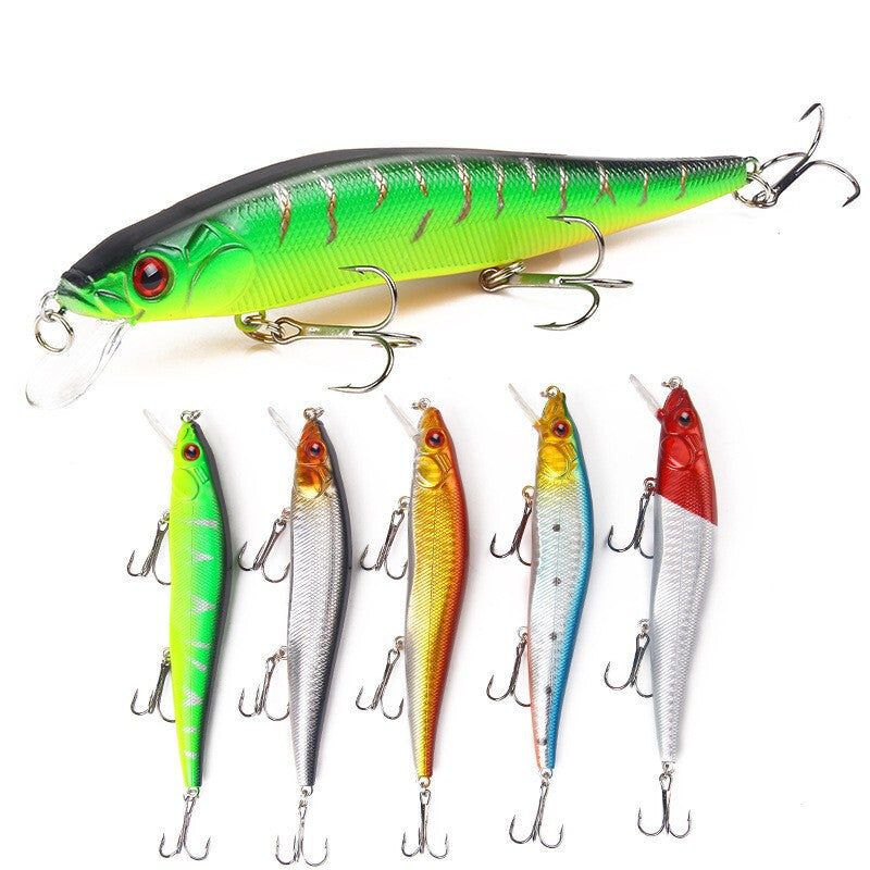 5 Pcs Premium Plastic Hard Minnow Bait - Rainbow