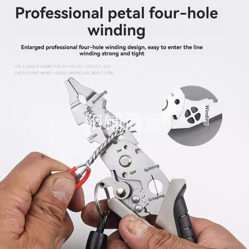 KT-15-25-011 Multi-Function (Elbow) Wire Stripping Pliers, Splitter Pliers, Stripping, Stripping, Crimping, Winding, Industrial Splitter, Wire Cutting, Wire Pipe Laying Special Pliers - 2 Pieces