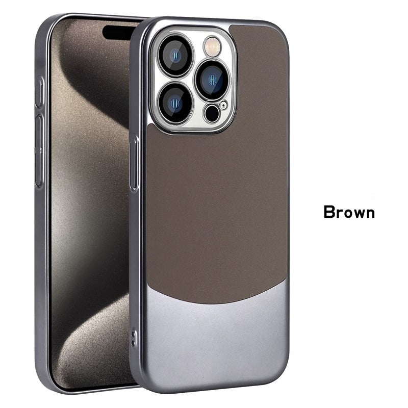 LHB-040102 Premium Feeling Titanium Metal Paint Magnetic Charging Case for Apple Phone Case, Anti-Scratch Vegan Leather Frosted Slim Protective Case