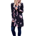 New Fashion Women Long Cardigan Kimono Open Front Floral Print Long Sleeves Casual Outerwear