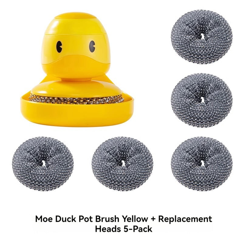 KT-12-27-22 Little Yellow Duck Pot Scrubbing Brush, Plus Liquid Kitchen Household, Dishwashing Cleaning Balls, Brushes, Wire Balls Cup Brushes,Moe Duck Pot Brush Shenanigans