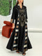 KTX-7982841200856 Sequins Embroidery Patchwork Striped V Neck Kaftan