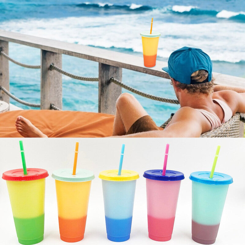 5 pcs Reusable Bottles With Straw - Multicolors