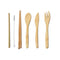 6-pc Japanese Wooden Cutlery Set with Bag - Brown