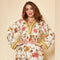 Flowers Printed V Neck Long Sleeve Elegant Lady Dress